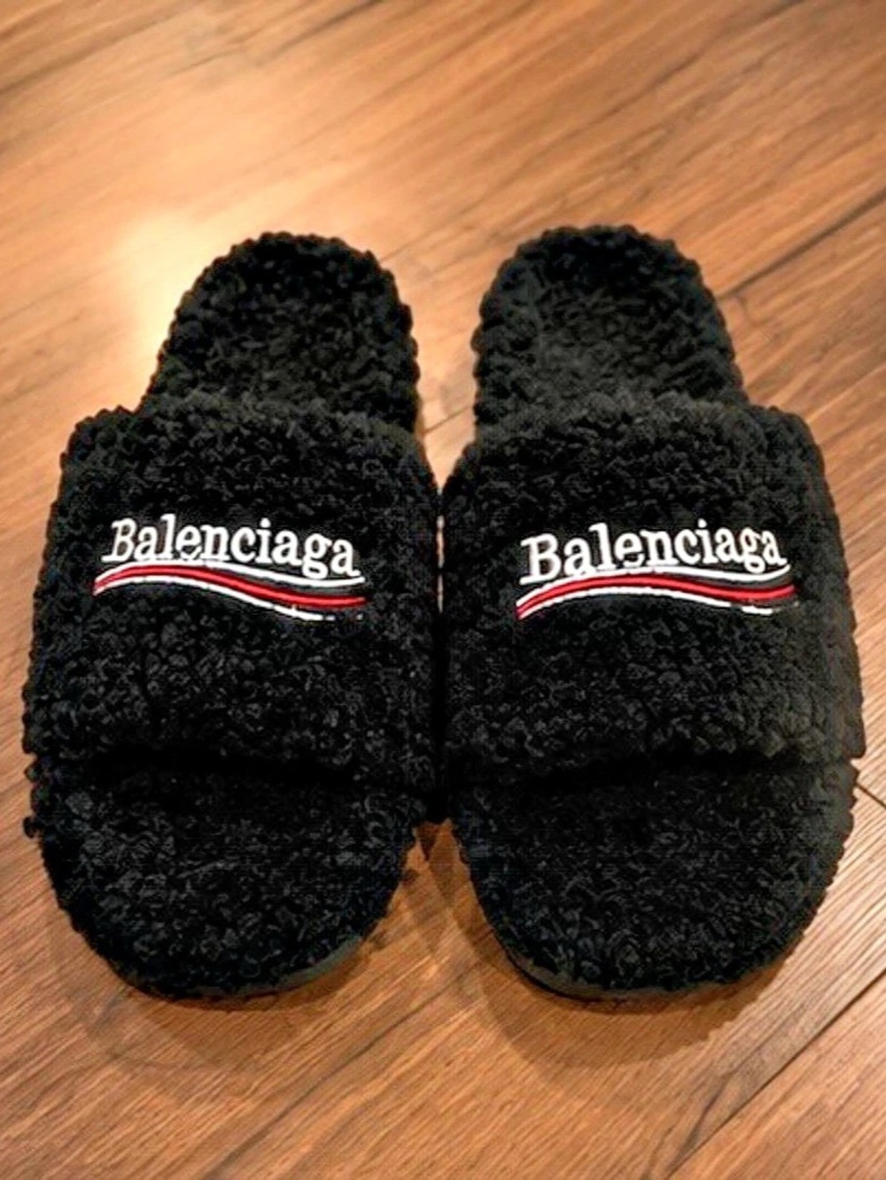 Balenciaga Black Fur Slides